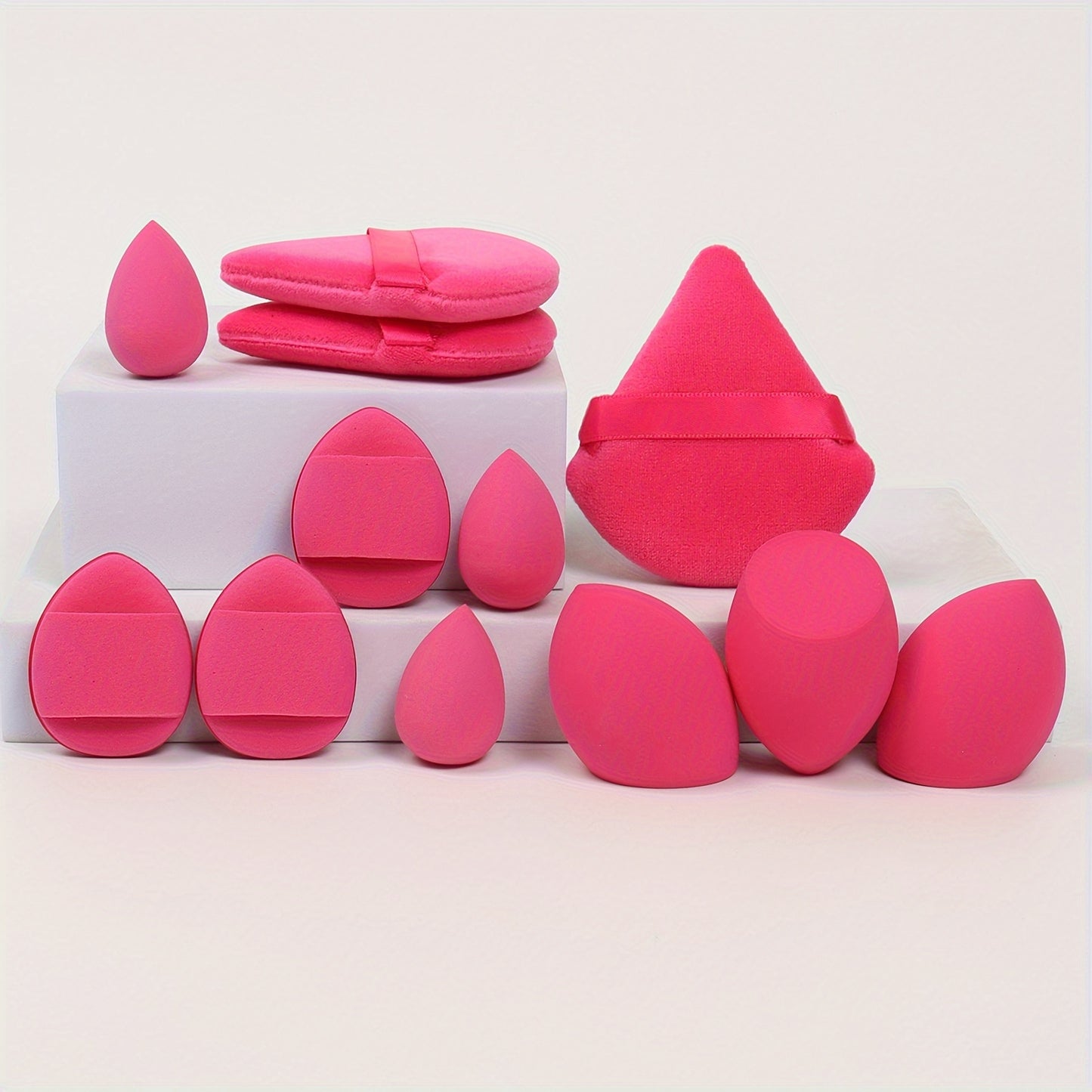 12-piece makeup sponge set for flawless blending of liquids, creams, and powders. Latex-free sponges can be used dry or wet for foundation, contouring, highlighting, suitable for all skin