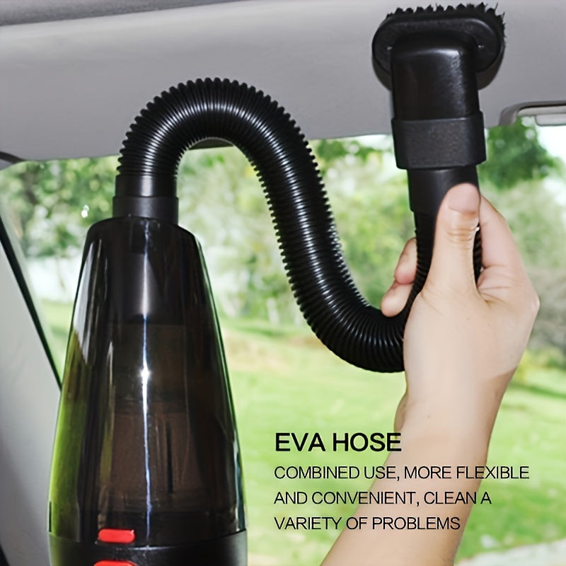 Mini handheld car vacuum cleaner with high-power corded design for easy interior cleaning.