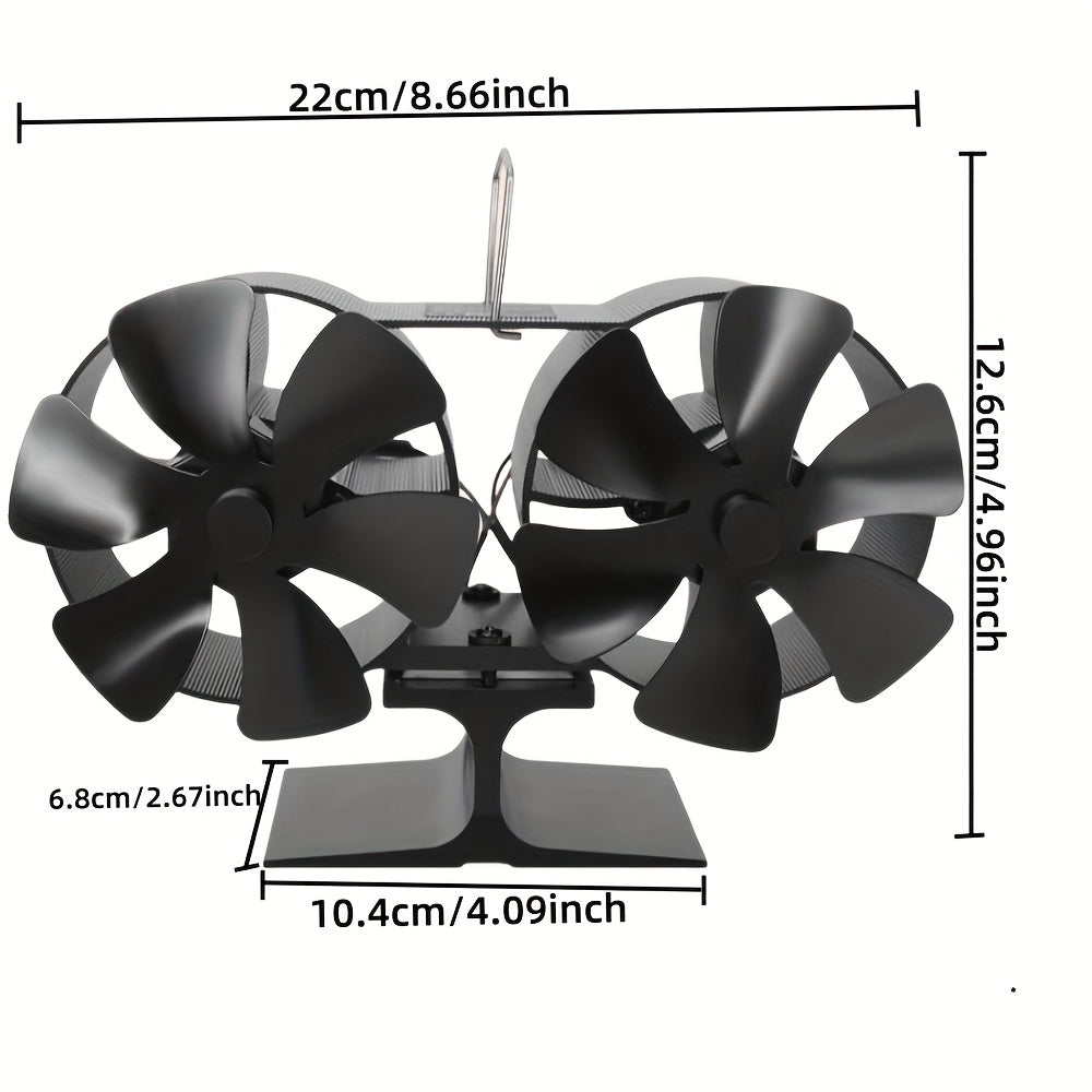 Gorgeous 12-Blade Aluminum Stove Fan, Quiet Self-Powered Motor, Improves Airflow - Perfect for Wood, Gas, Pellet & Log Burning Stoves, No Power Source Required, Sleek Polished Design