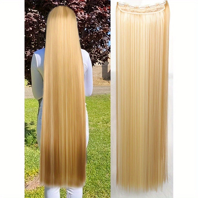 Women's 101.6cm Silky Straight Synthetic Clip-In Hair Extensions for Instant Volume & Length, Easy for All Users.