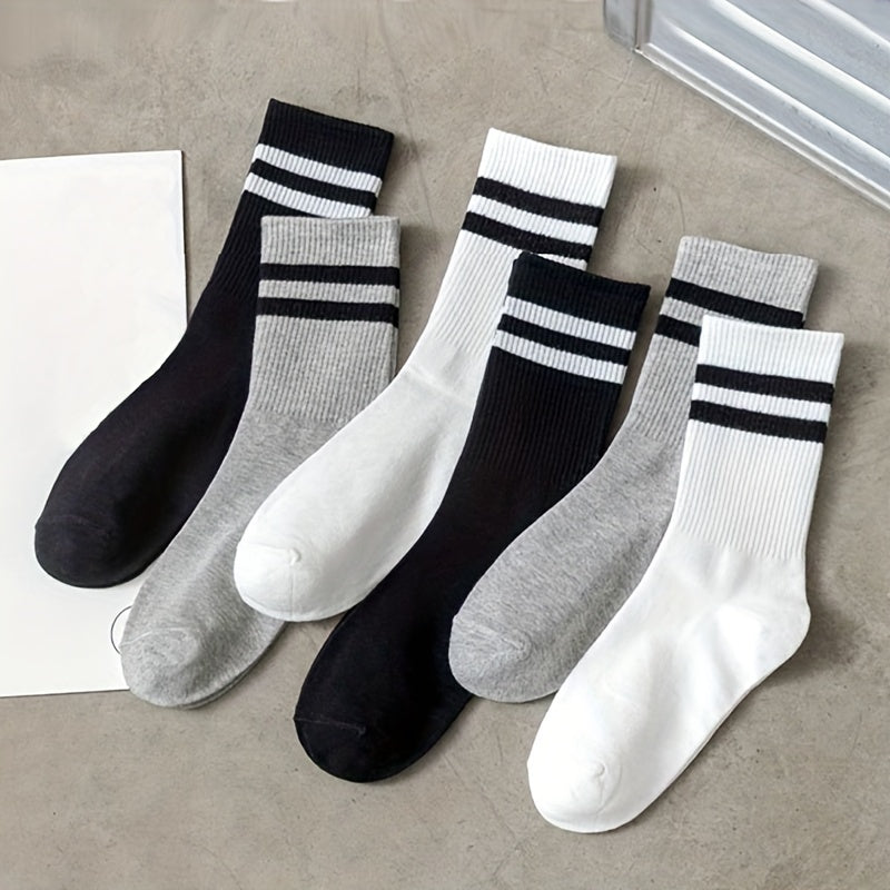 3 out of 6 pairs of women's breathable sports socks are striped.