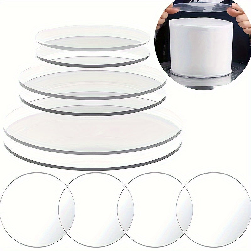 Acrylic Cake Boards Set of 3 - Round Discs for Decorating and Baking, Ideal for Birthdays and Holidays