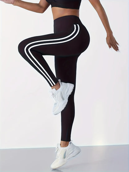 High-waisted slim sports leggings for women, ideal for 2024 Spring and Autumn, suitable for yoga and fitness.