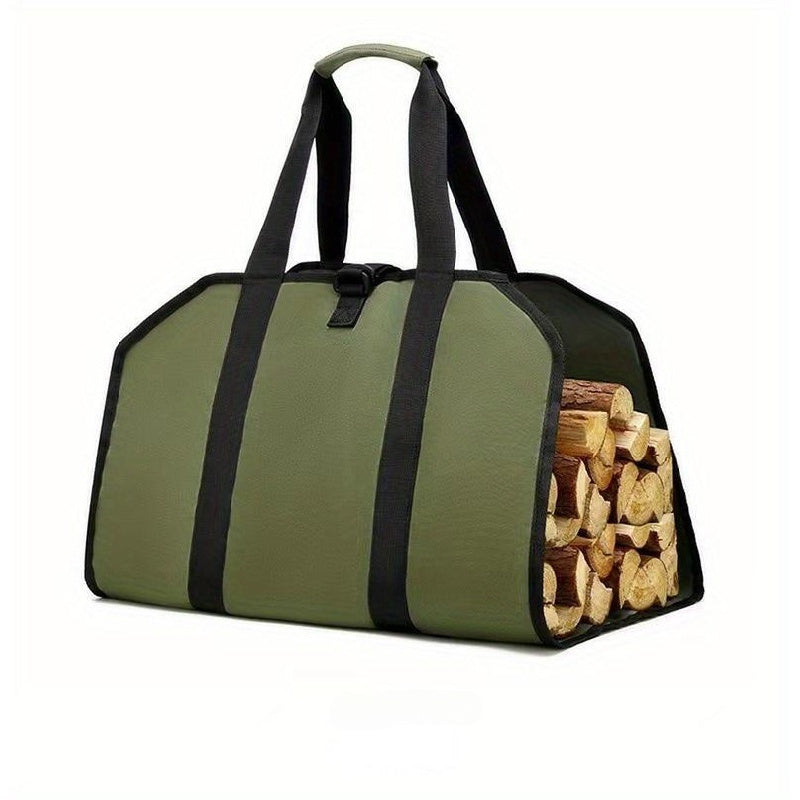 Firewood Log Carrier Bag made of durable PVC material with a large capacity for transporting and storing wood. Perfect for camping, bonfires, and home use.