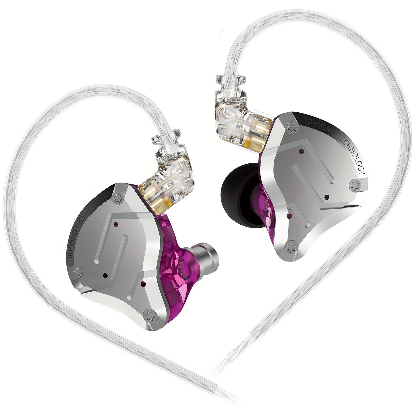 KZ ZS10 Pro earbuds with 4BA 1DD drivers and HiFi bass, includes detachable 2-Pin C cable.