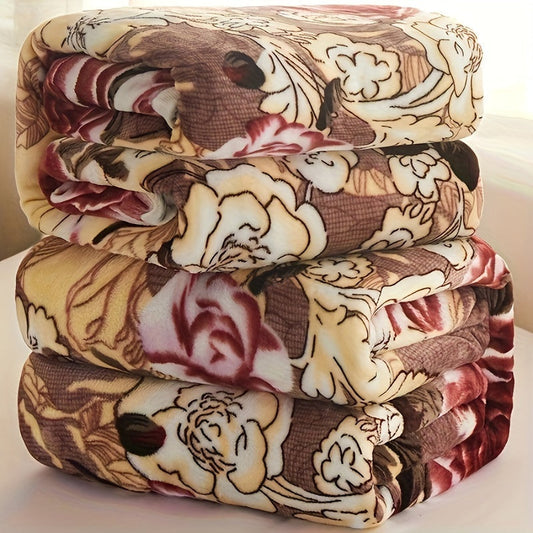 Vintage floral pattern comforter made of knit polyester that is suitable for all seasons. This versatile throw blanket can be used in various settings such as the office, during travel, or camping. It provides quick warmth and makes a great bedding gift