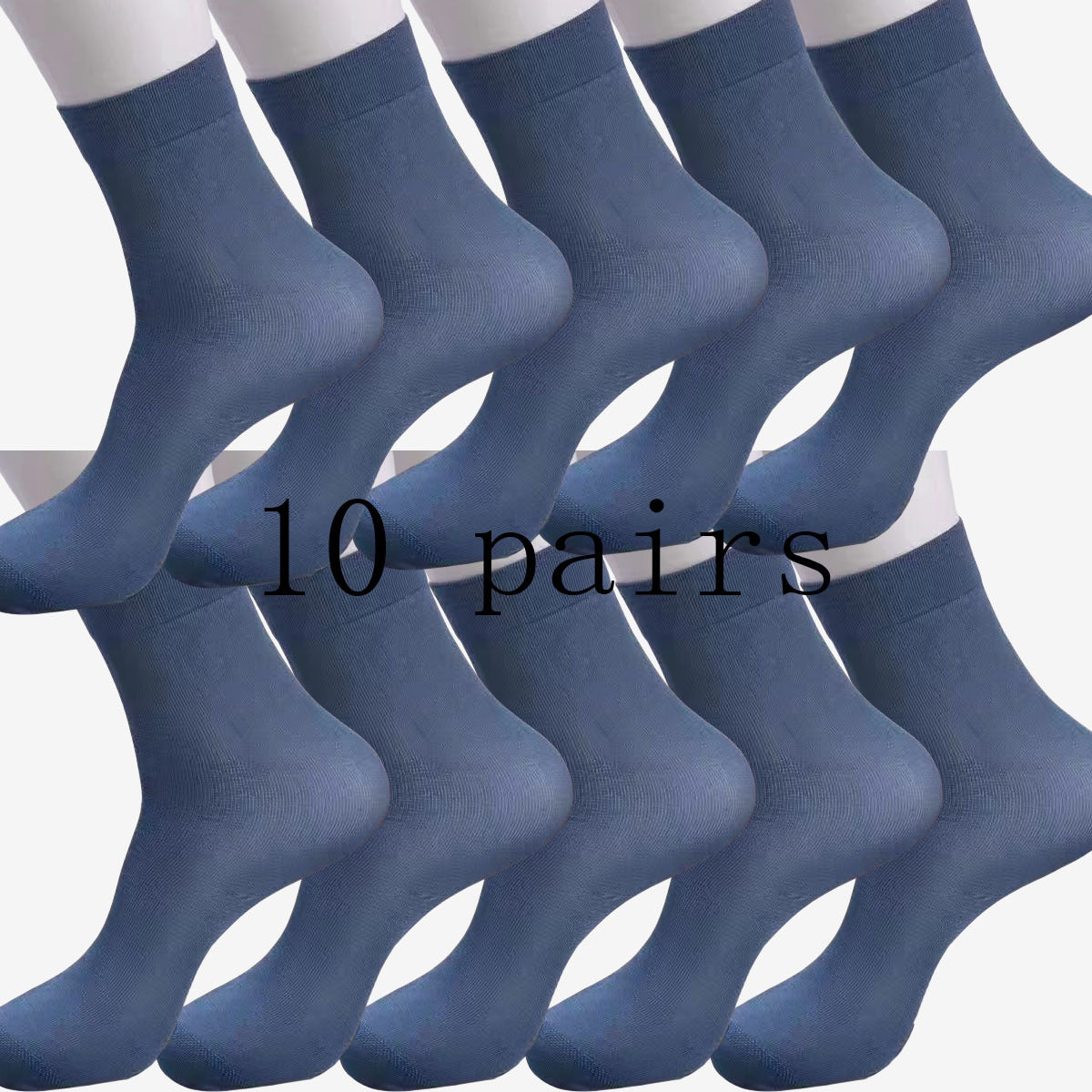 10 pairs of men's ultra-thin, sweat-wicking mid-calf socks for daily wear and sports, made of a breathable polyester spandex blend in solid colors.