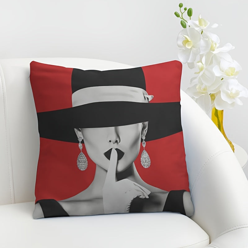 This elegant pillowcase features a French style double-sided retro noble lady portrait design. Made with 100% polyester, this woven decorative square cushion cover comes with a zipper for easy removal and is machine washable. Measuring 44.96 x 44.96 cm