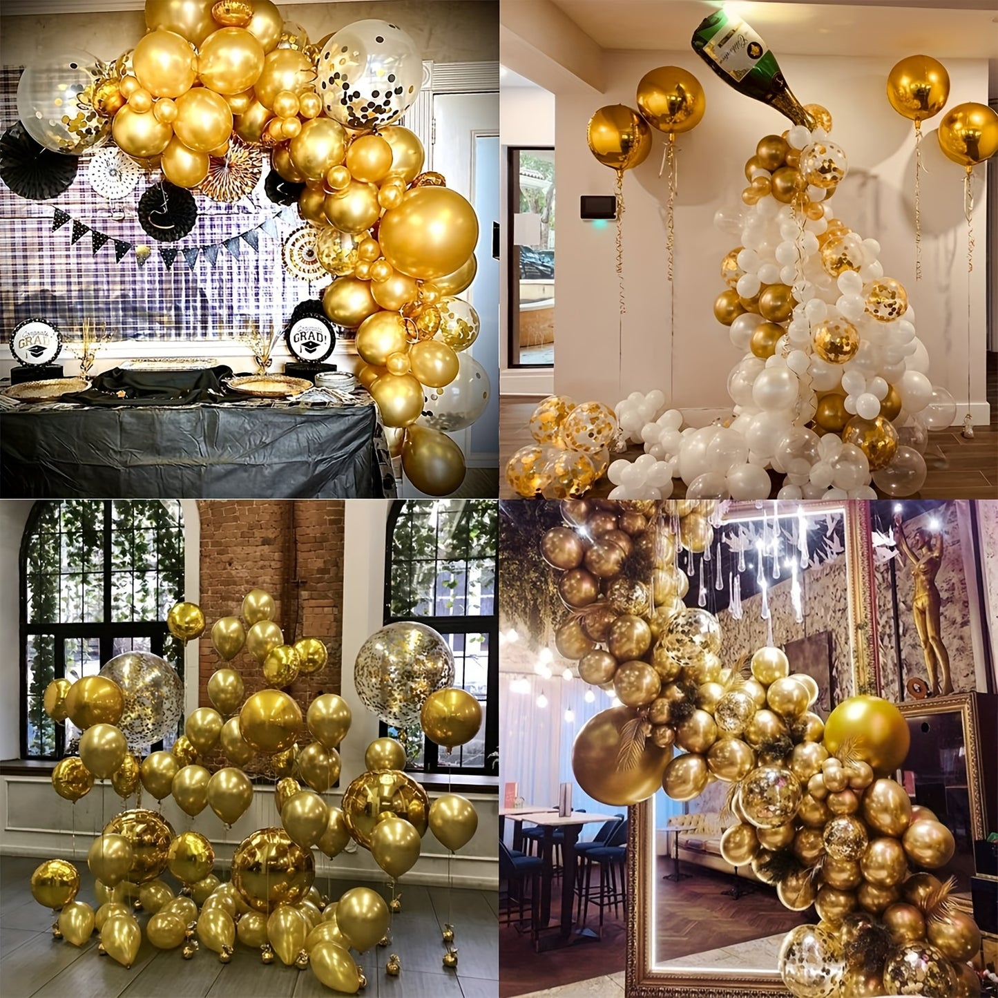 20 pieces of metallic gold confetti balloons for birthday party decorations.