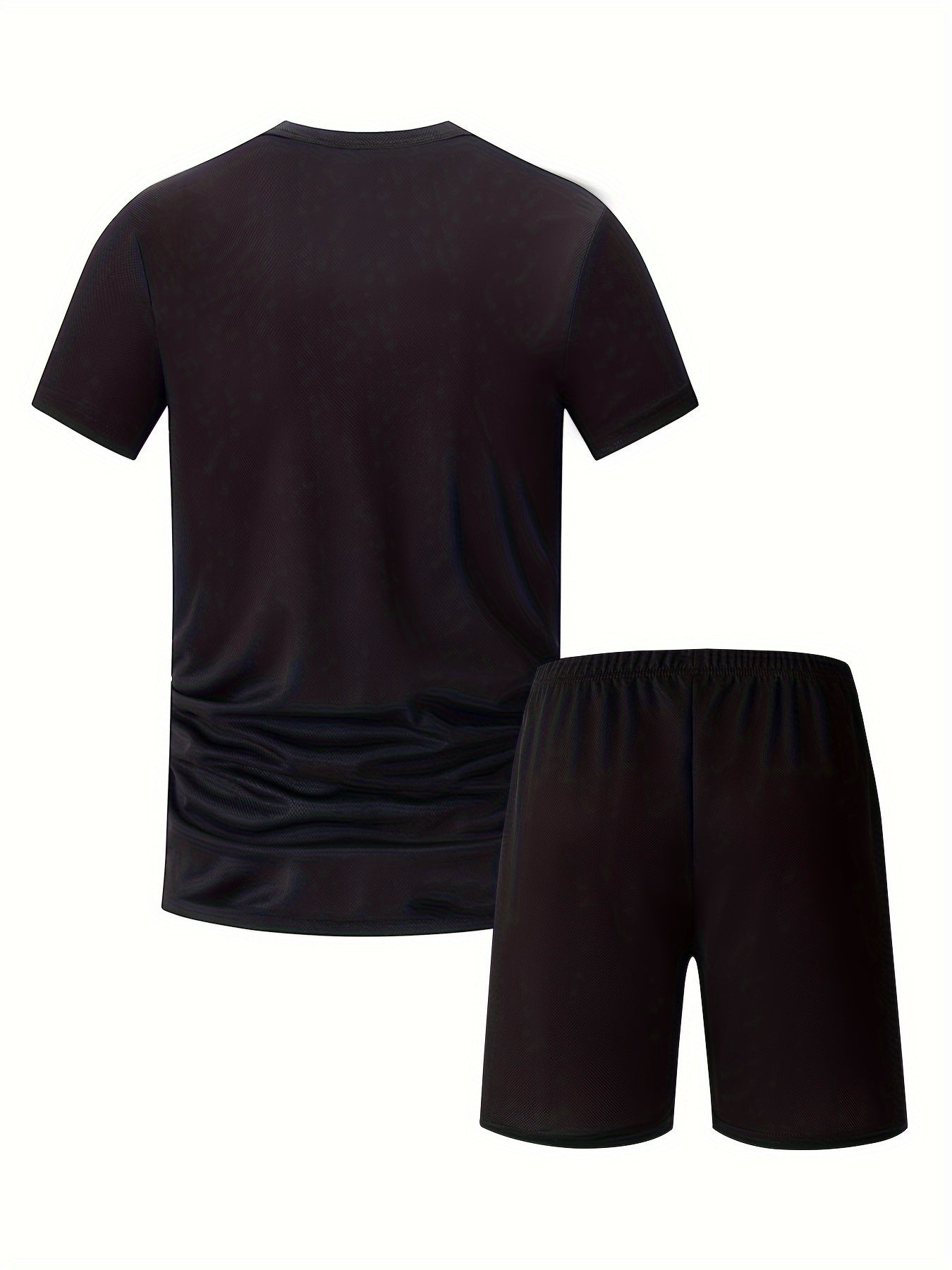 Men's 2-piece sportswear set with short sleeve top and shorts in gradient color, breathable and quick dry, regular fit.