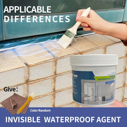 Waterproof agent for bathroom, roofs, and exterior walls. No need for demolition. Suitable for concrete, brick, and wood surfaces. Roof sealant included.