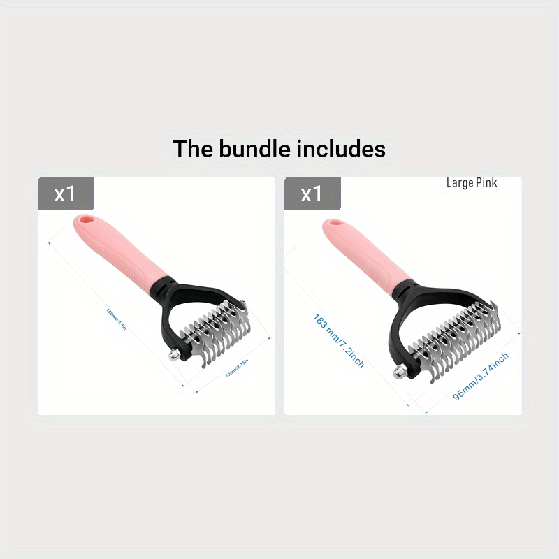 Durable stainless steel pet comb for cats and dogs, removes mats and tangles efficiently.