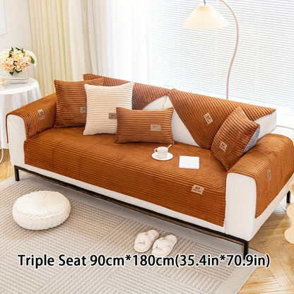 Thickened plush sofa cover with modern style to protect against dirt, slips, scratches and pets in home or office.