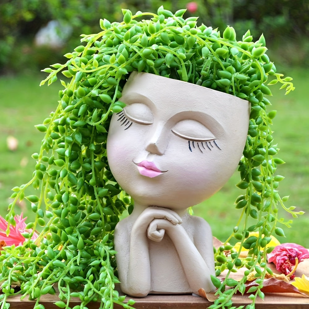 Resin Creative Facial Vase: Ideal for Decorating Home, Office, and Garden! Great for Christmas and Halloween Gift Giving.