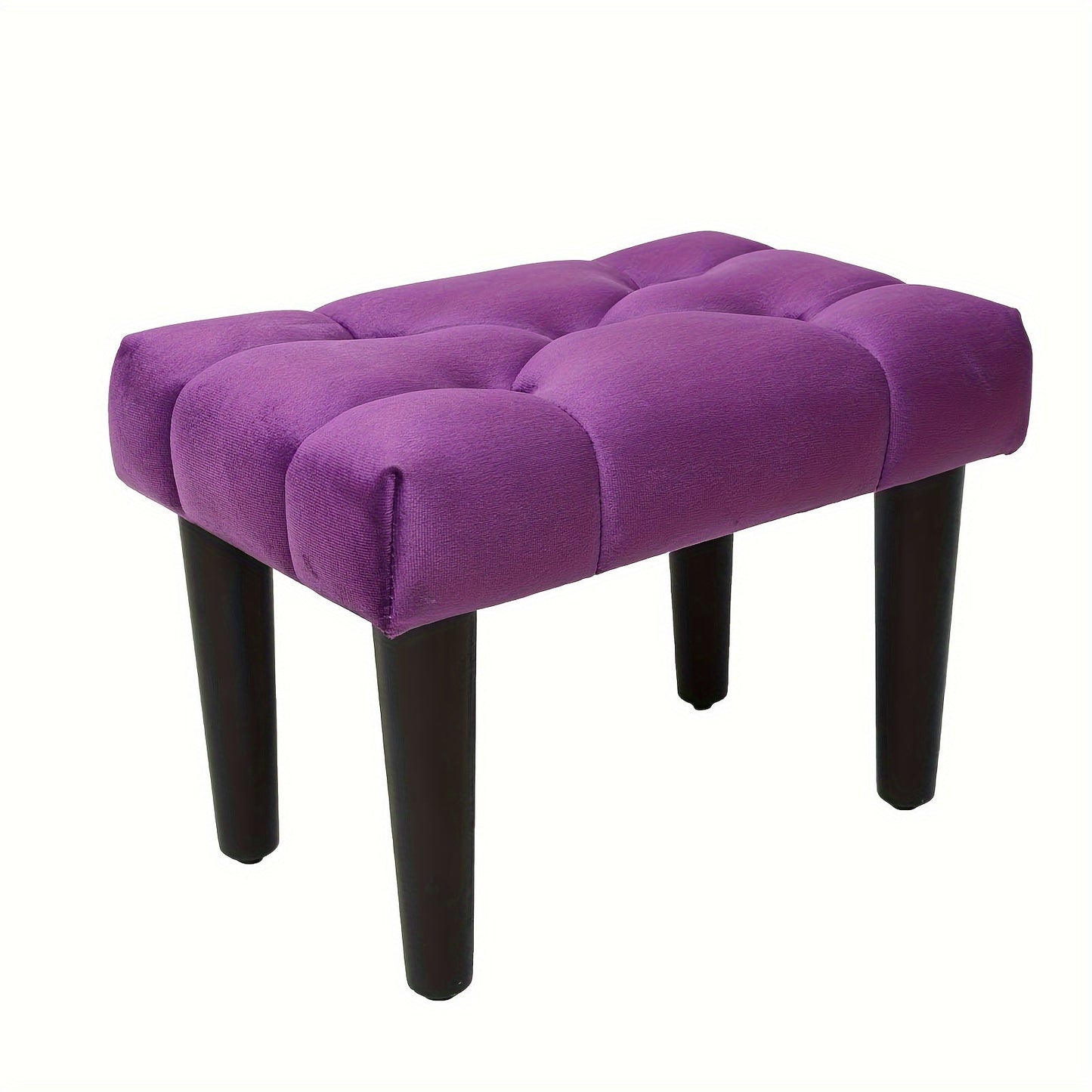 Small Footstool Ottoman, Velvet Soft Ottoman with Wood Legs, Perfect for Extra Seating in Living Rooms, Entryways, and Offices