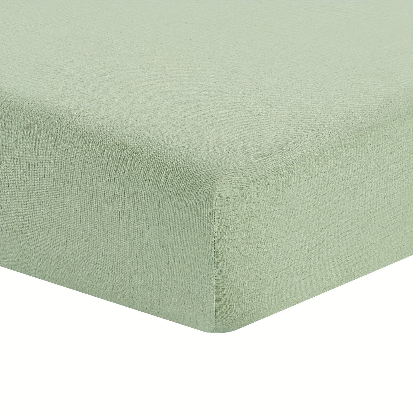 Soft Green Muslin Fitted Crib Sheet made of 100% Cotton for Boys and Girls, Fits Standard Crib and Toddler Mattresses, Measures 28"x52"x8