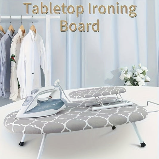 Portable ironing board from Taiwan with folding feet and an ultra-wide tabletop design, complete with a cover.