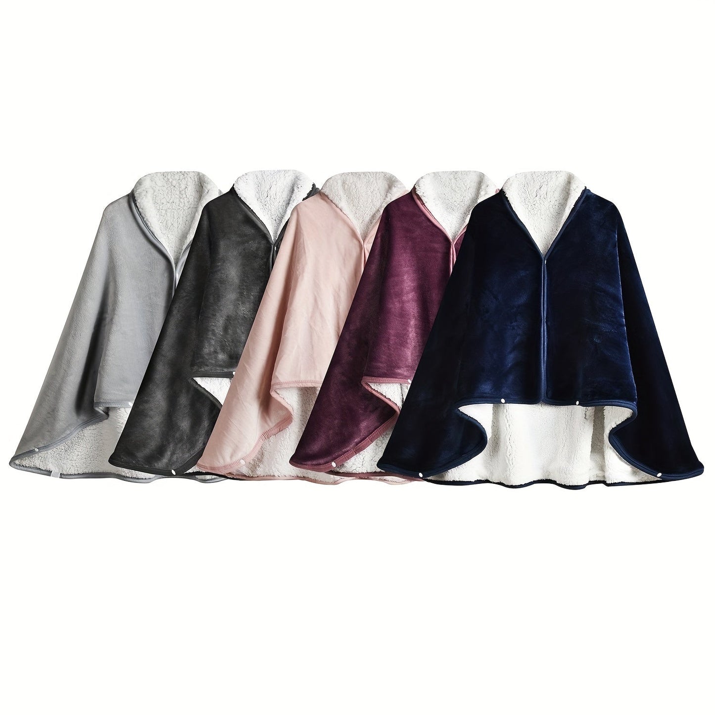 Luxurious Double-Layer Fleece and Sherpa Throw Blanket - Cozy Wearable Shawl for Fall and Winter | Soft and Plush Sofa Comfort | Machine Washable | Available in Navy, Light Grey, Dark Grey, and Pink | Size: 156cm, Perfect for Snuggling.