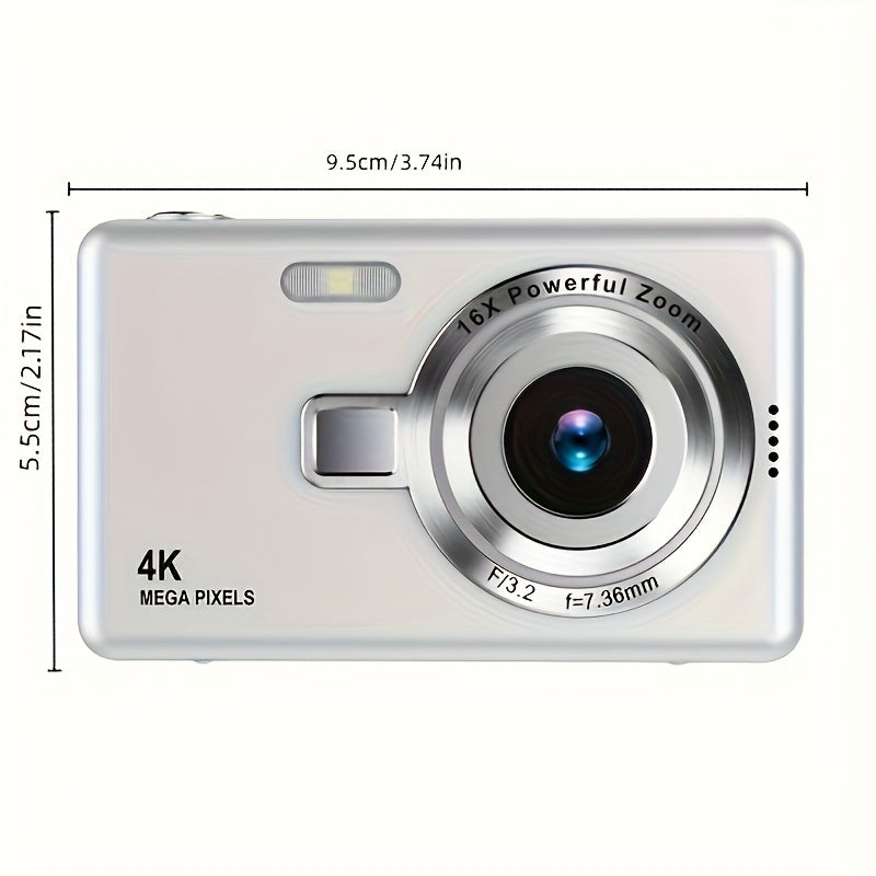 FHD 1080P vlog camera with auto-focus, 12 MP, 16x digital zoom, 2.4-inch TFT screen, portable for students.