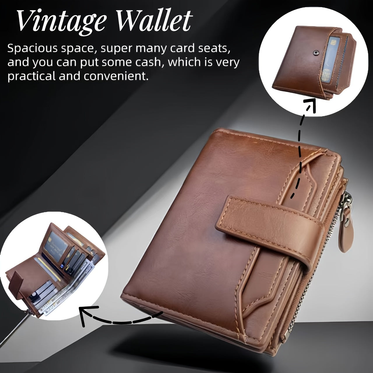 Men's Faux Leather Short Wallet with Retro Multi Card Slots