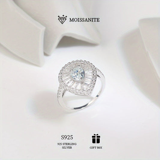 Elegant Water Drop Shaped 1ct Moissanite Ring in 925 Sterling Silver, Hypoallergenic and Ideal for Valentine's Day Wedding or Engagement. Comes with Moissanite Certificate and a Beautiful Gift Box for Women.