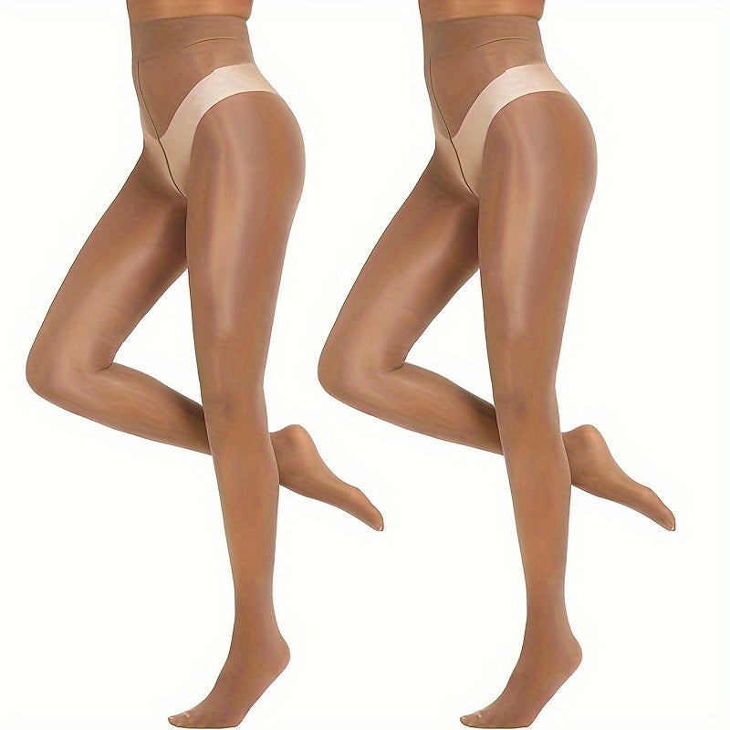 Shimmer tights for women with a shiny oil finish, high-waisted and shaping.