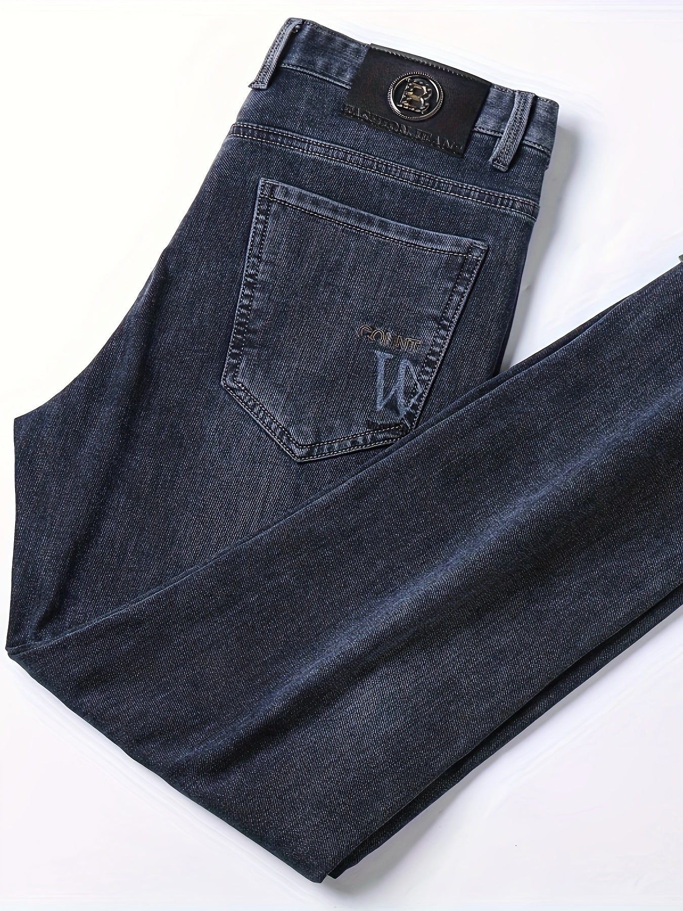 Men's Classic Blue Denim Jeans, Slim Fit with Stretch Blend for Comfort in Business or Casual Wear