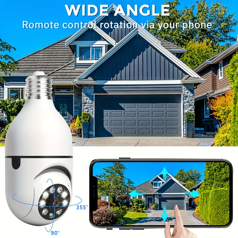 One unit of the Bulb Safety Camera, featuring 1080P resolution and wireless 2.4GHz connectivity, can be used indoors and outdoors. This smart camera is designed to be easily screwed into an E27 bulb socket and offers PTZ functionality with a 355-degree