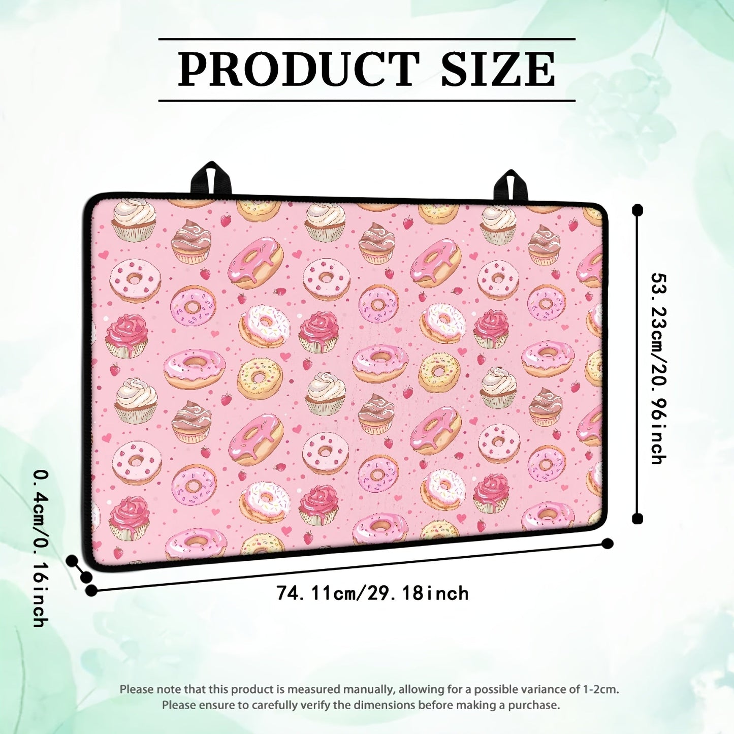 Heat-resistant stovetop cover featuring a fun donut pattern made of durable polyester. This non-slip cooktop protector mat is safe for glass ceramic stovetops and also doubles as a rubber anti-scratch ironing pad. A versatile kitchen accessory that adds