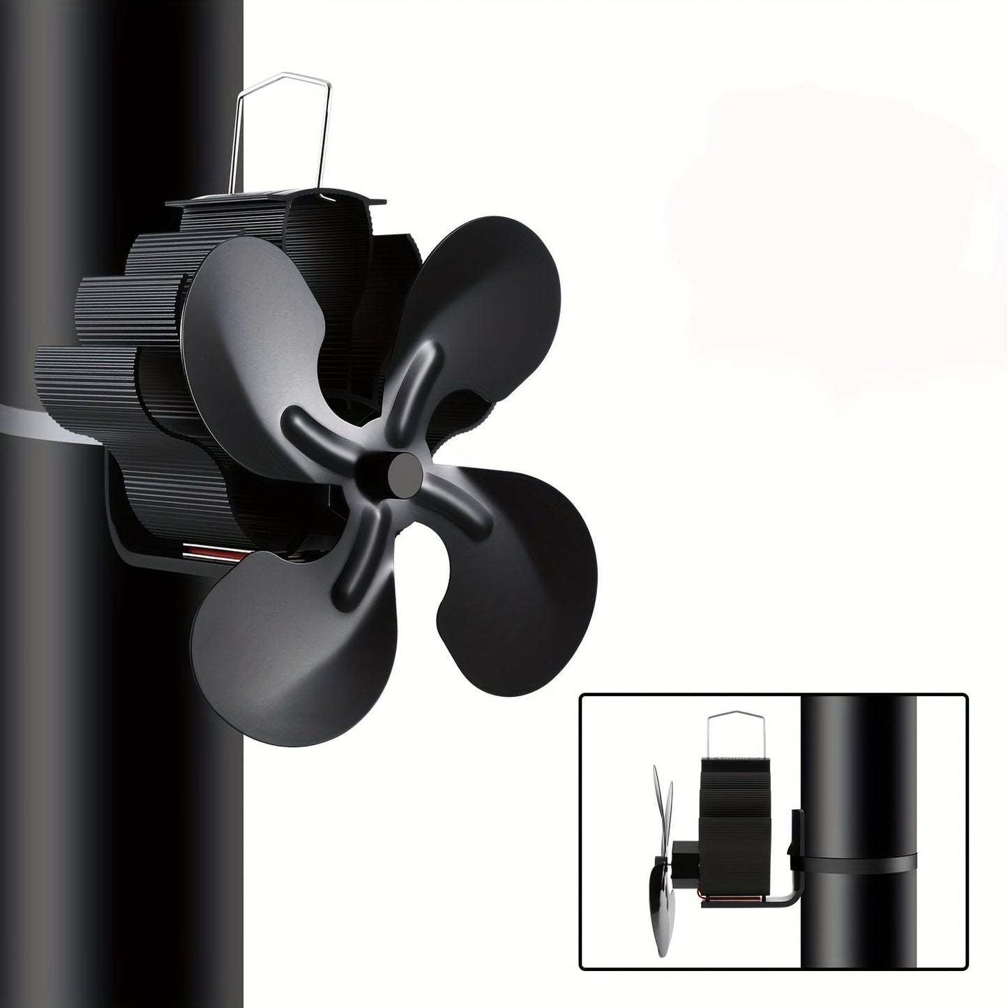 Efficient 4-Blade Wood-Burning Stove Fan: Wall-Mounted, Air-Circulating, No Electricity Needed