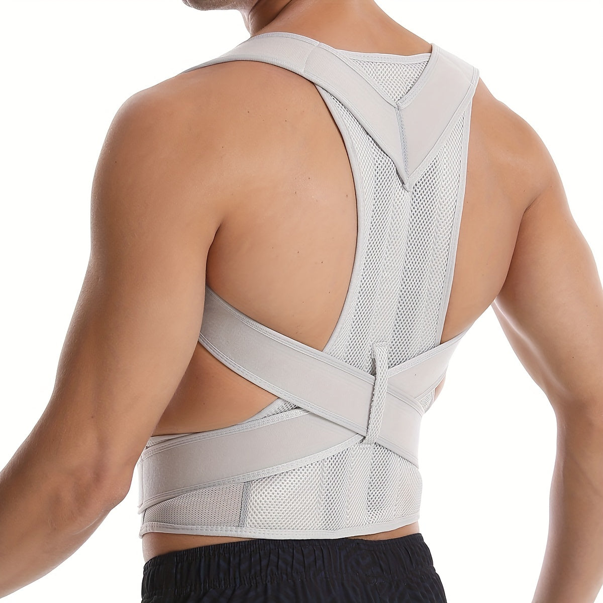 Posture corrector brace for men and women, improves posture and reduces slouching. Adjusts to fit comfortably.