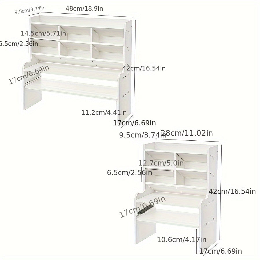 Dorm storage box, desk organizer, student stationery and cosmetics rack, slanted pen holder, double-layer desktop storage rack, dorm bookshelf.