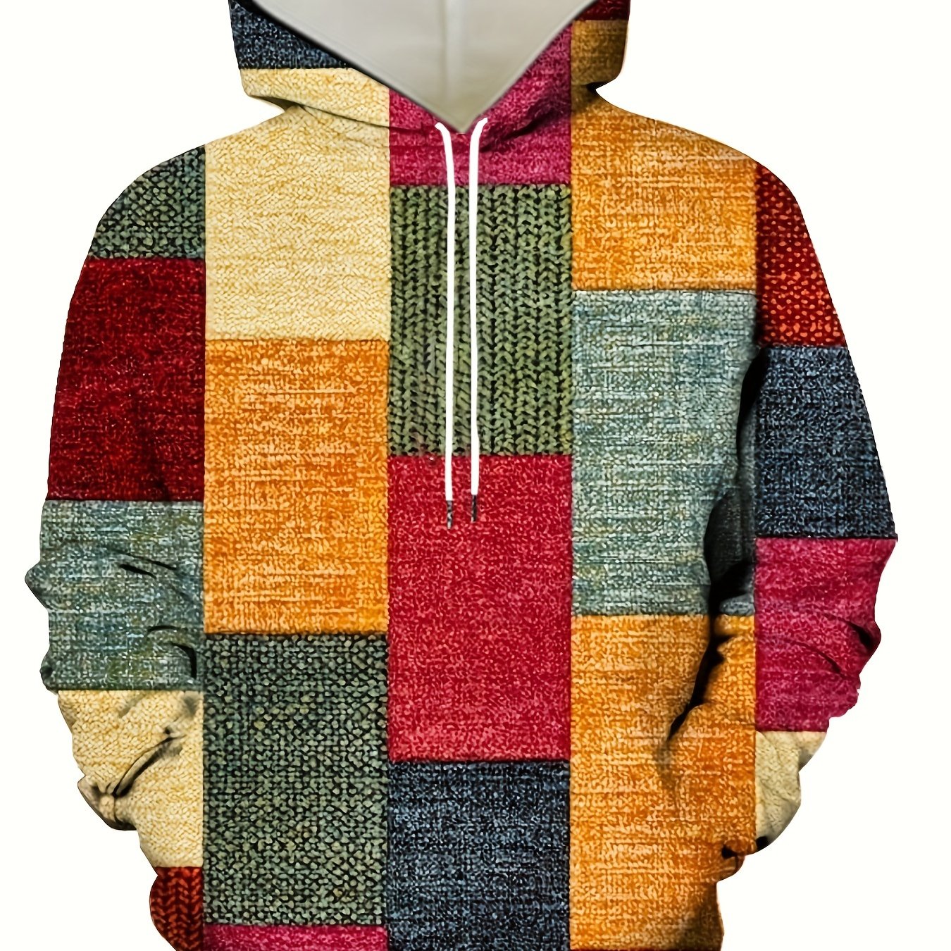 Men's patchwork sweatshirt hoodies for sports/outdoor in spring and autumn, available in plus sizes.