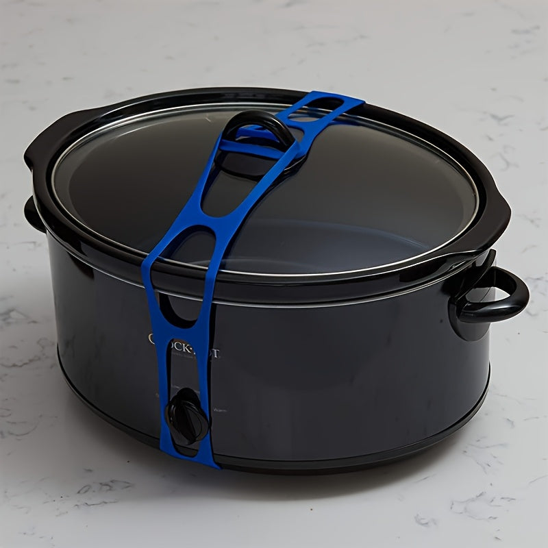 Silicone Strap with Adjustable Fit and Elastic Lid Holder - Leakproof Design for Versatile Use with Different Pots and Bowls - Perfect for Office, Camping, or Catering Needs