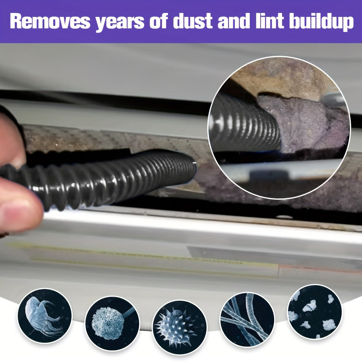 Gray Set of Dryer Vent Cleaner Kit with Vacuum Hose Attachment Compatible with Dyson V15 V12 V11 V10 V8 V7 Vacuum Cleaners. Includes Dryer Lint Brush, Lint Remover, Dryer Cleaner Vent Brush, Vent Trap Cleaner Brush, and Refrigerator Condenser Coil Brush.