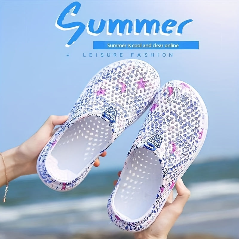 Women's Summer Beach Clogs: Star-patterned, multi-colored, lightweight, and comfortable unisex style