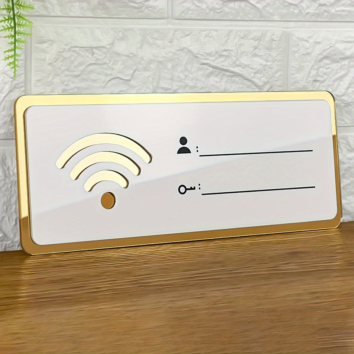 Wooden WiFi sign for home office, no power required, ideal for living room or vacation house decor.