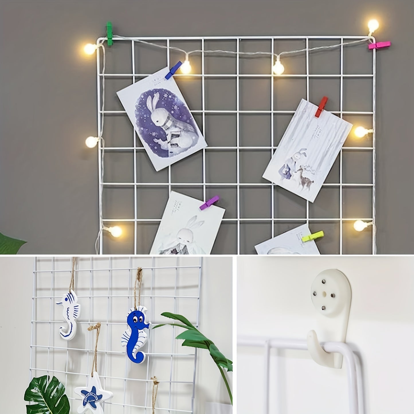 Mesh photo display and organization panel perfect for DIY wall art and school organization.