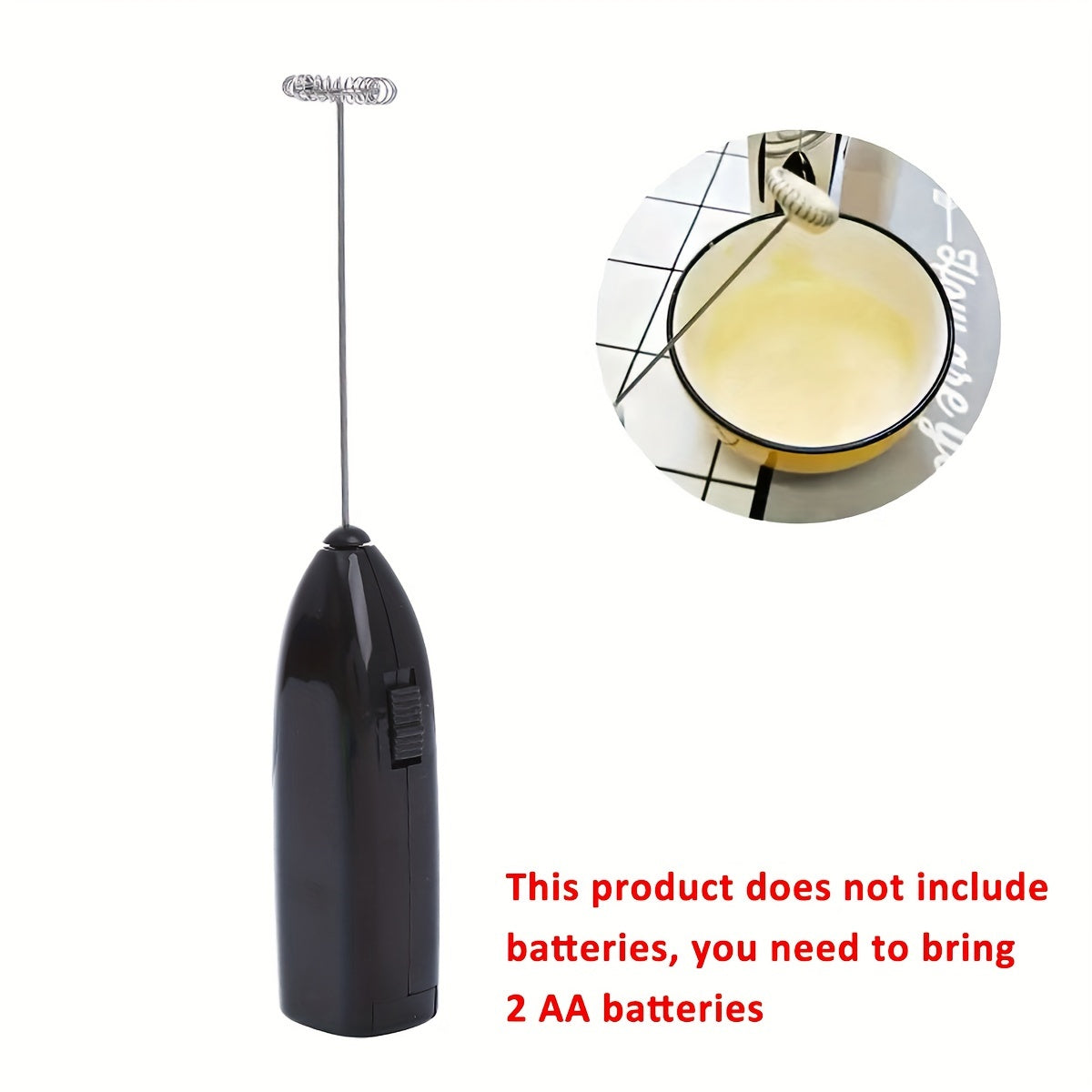 Dual Function Electric Milk Frother and Egg Beater - Battery Powered, Durable Stainless Steel Whisk, Portable Foam Maker for Coffee, Cappuccino, and Desserts, Battery operated (2 AA Batteries Required, Not Included) - Essential Kitchen Gadget