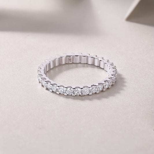 Exquisite Moissanite Eternity Band Ring in 18K Gold Plated 925 Sterling Silver, Ideal for Engagement, Anniversary, Valentine's Day, or as a Gift for Her