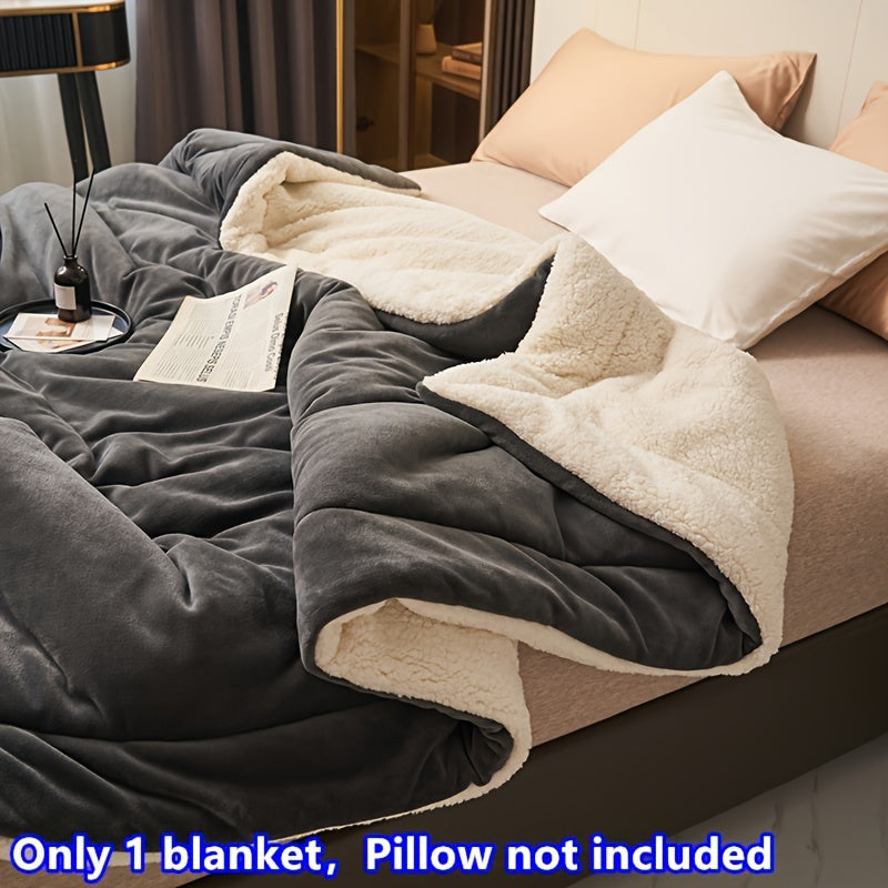 Stay cozy with the Contemporary Milk Velvet Reversible Sherpa Fleece Blanket in Solid Deep Gray. This soft and warm polyester throw is perfect for the sofa, bed, travel, and camping. Easily machine washable with no fading, this all-season multipurpose