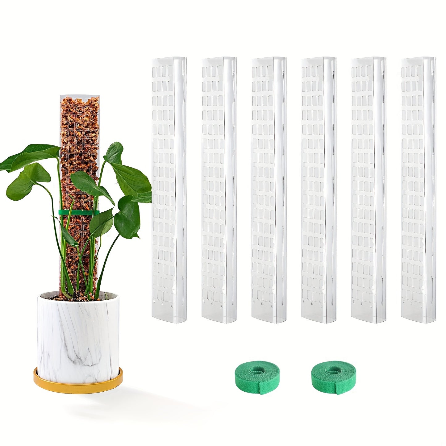 6 Packs of 38.1 cm Plant Climbing Frame with Water Moss Column and Climbing Support Rack for Indoor Planting.