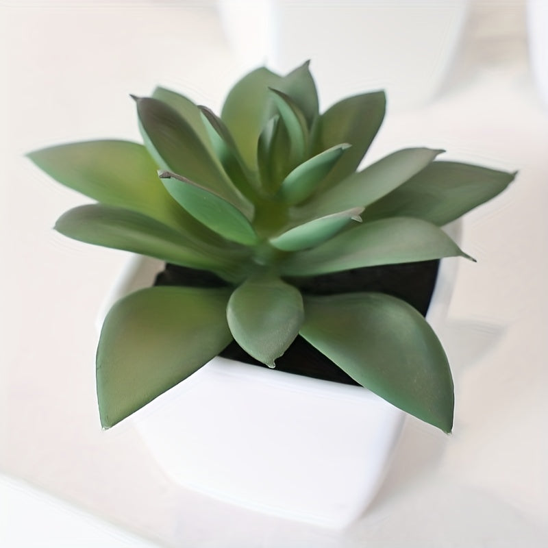 3 fake potted succulents for indoor décor in living room, office, bedroom, or hotel.