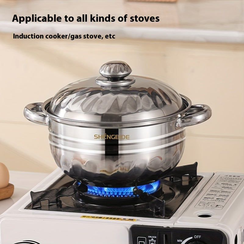 Durable Stainless Steel Soup Pot Set Includes 8 Pieces, Induction Cooker Compatible, Kitchen Cookware Gift Set with Lids for Home Cooking