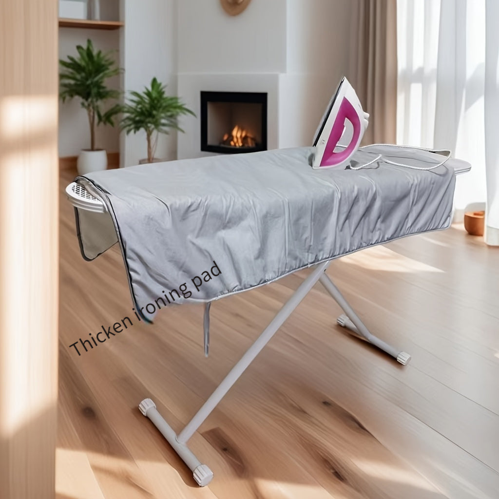 Ideal for electric ironing, this extra-large ironing pad features 3 layers of heat-resistant waterproof material with a non-slip lining. The thick titanium coated fabric ensures durability, and the pad can be easily folded for compact storage.