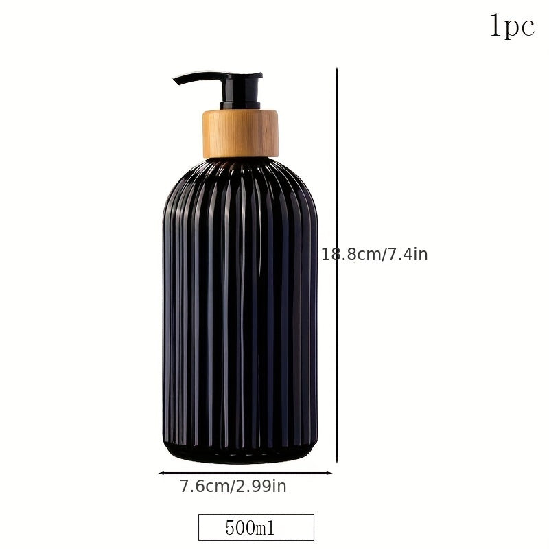 500ml Plastic Dish-Soap Dispenser Set with Bamboo Pump for kitchen and bathroom.