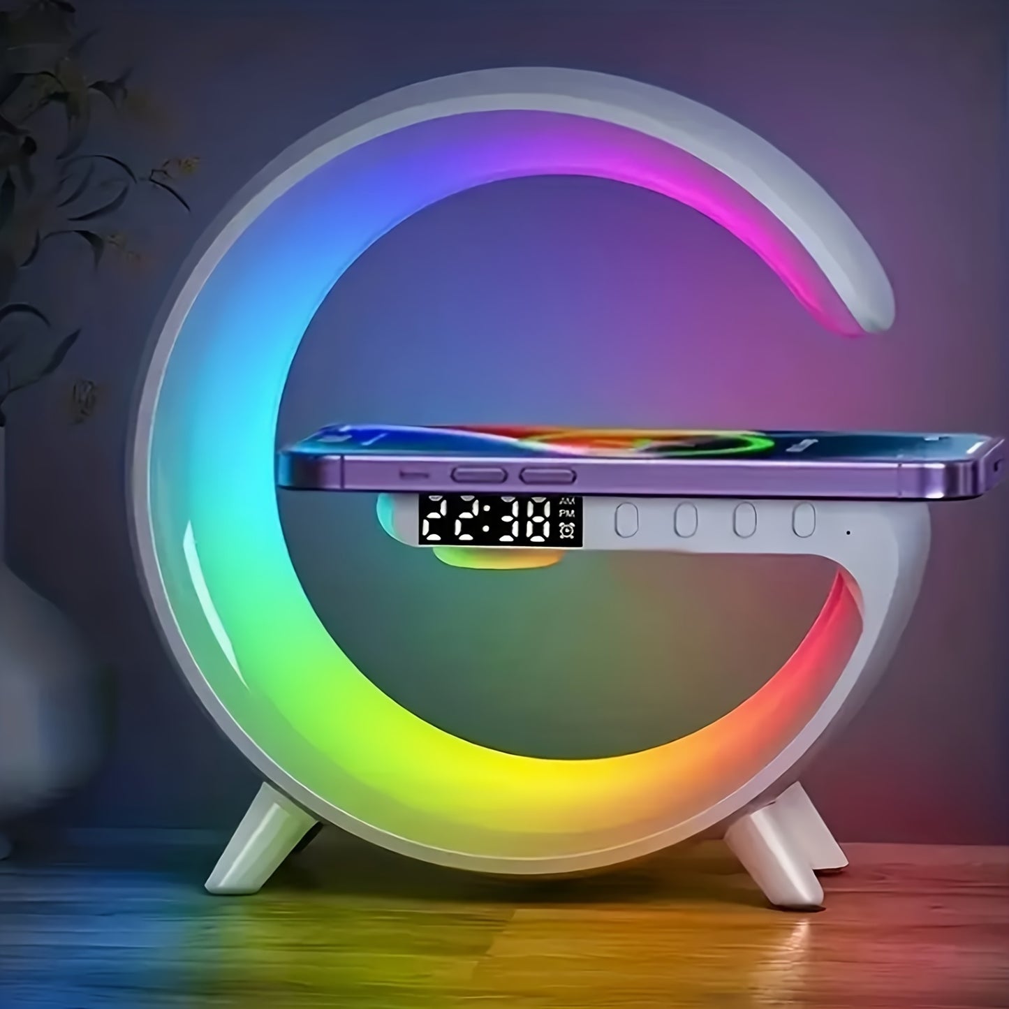 Беспроводная колонка Kouzone с будильником на рассвете, RGB подсветка, быстрая зарядка, 5.1 объемный звук, кнопочное управление, USB Type-C, неводонепроницаемая, для смартфонов/планшетов, аккумулятор 300mAh, выход 5-10W