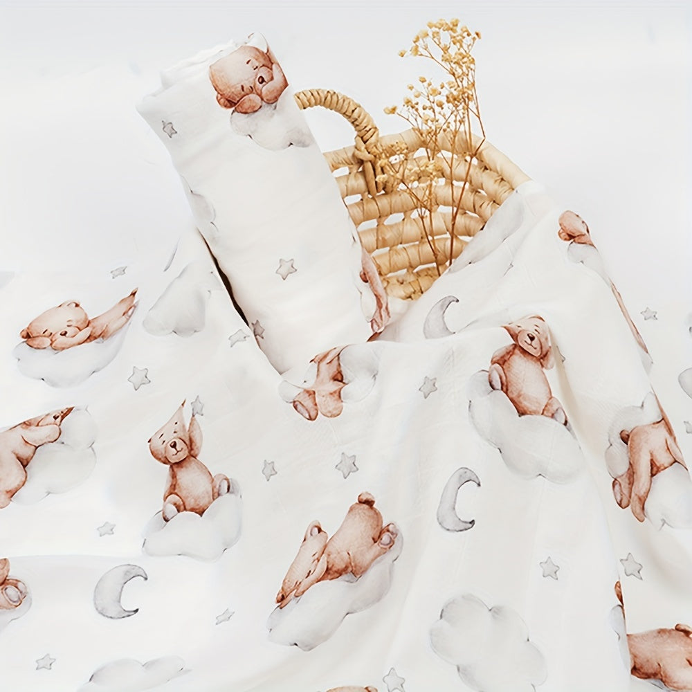 The Elinfant Baby Muslin Throw Blanket in Bamboo Cotton Gauze, featuring a Digital Print, doubles as a Wrap Towel and Bath Towel. Perfect for Halloween and Christmas Gift-Giving.