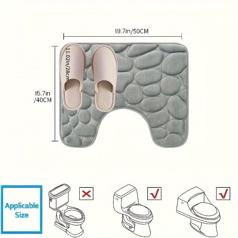 Фланелевая U-образная туалетная мат с нескользящим каменным полом и впитывающей подушкой для ног. Добавьте мягкость в вашу ванную комнату с помощью этого коврика и других аксессуаров.