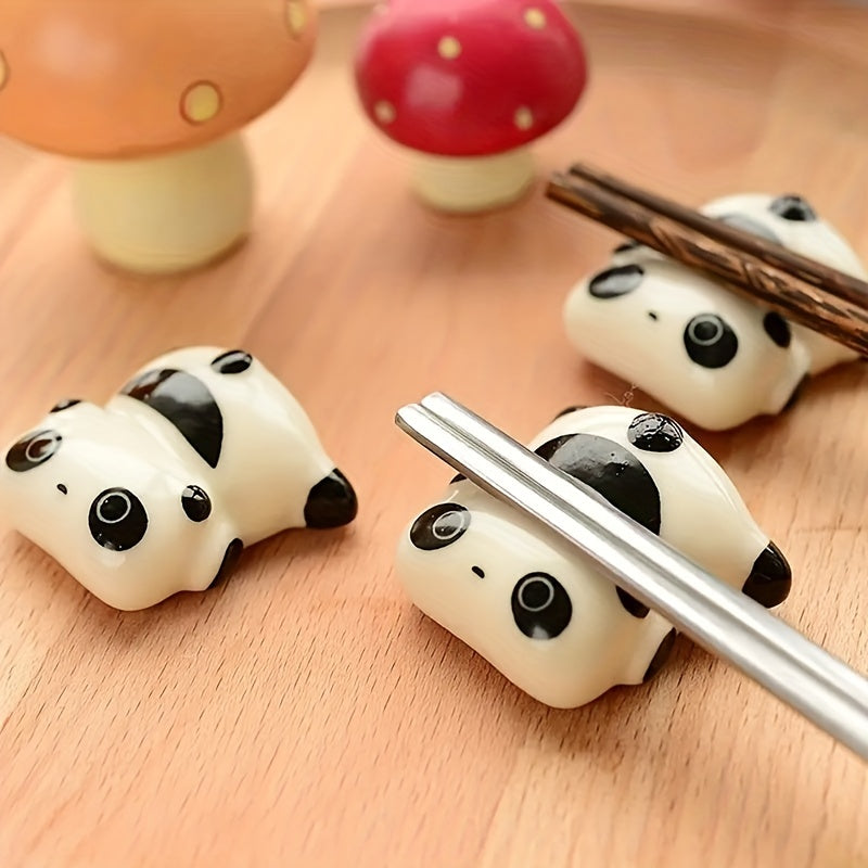 2 Ceramic Panda Chopstick Holders, Pen Holders, Creative Cartoon Chopstick Rests, Home Decor, 3.28cm*1.3cm